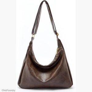 Medium Vegan Leather Slouchy Hobo Tote with Adjustable Strap